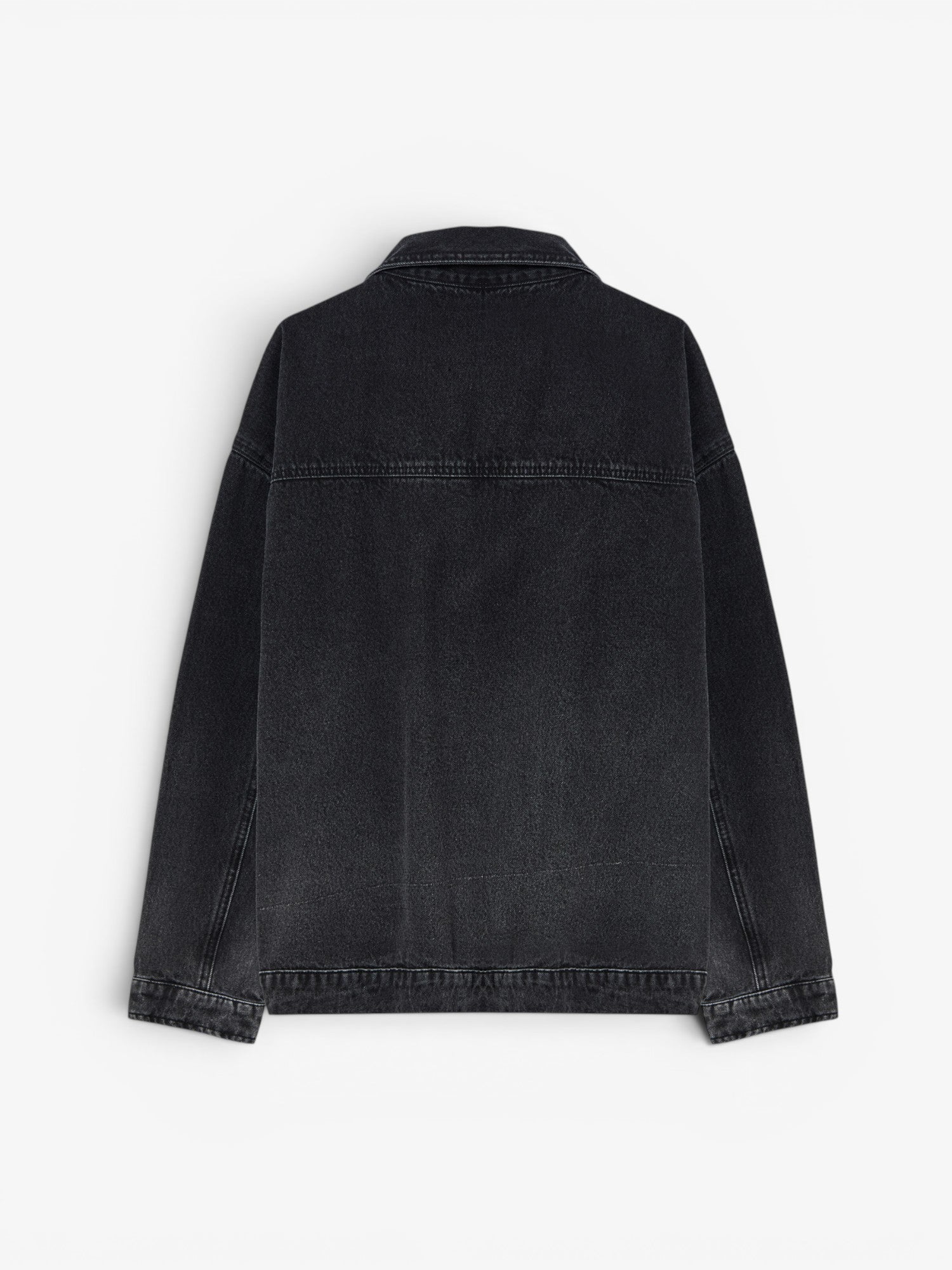 Black 'Gradient' Denim Zip Jacket