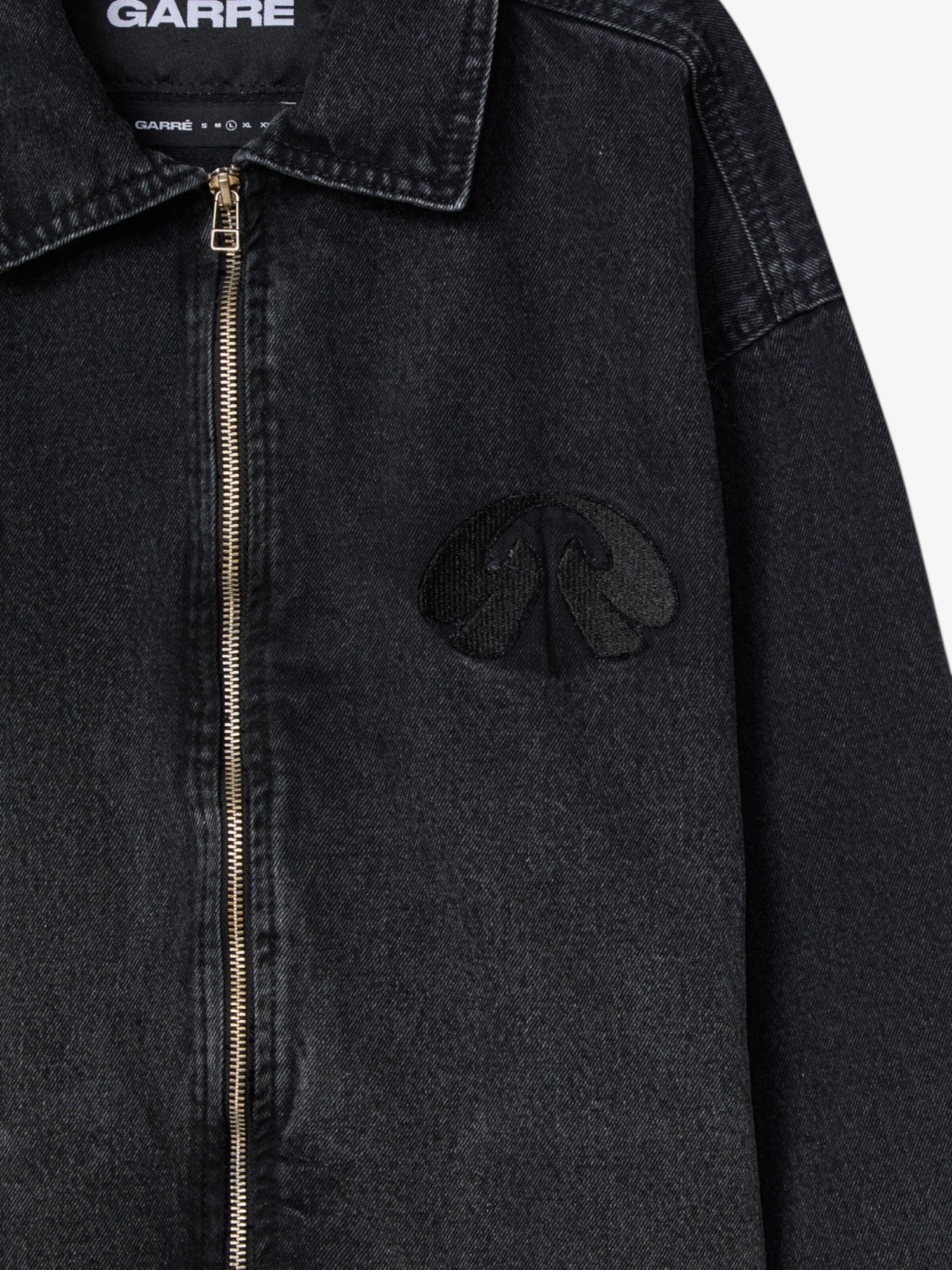 Black 'Gradient' Denim Zip Jacket