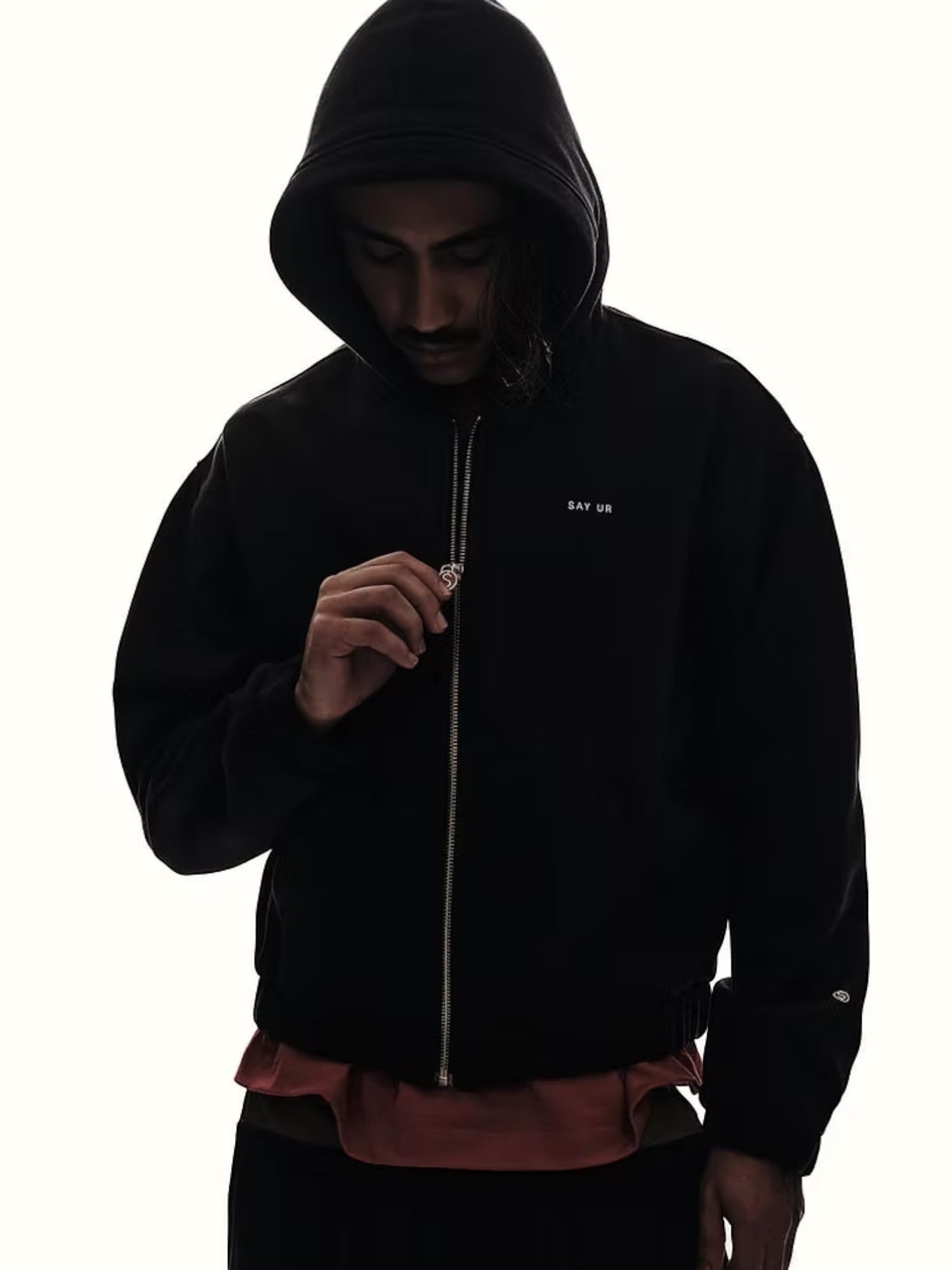 Black 'Strass' Zip Hoodie