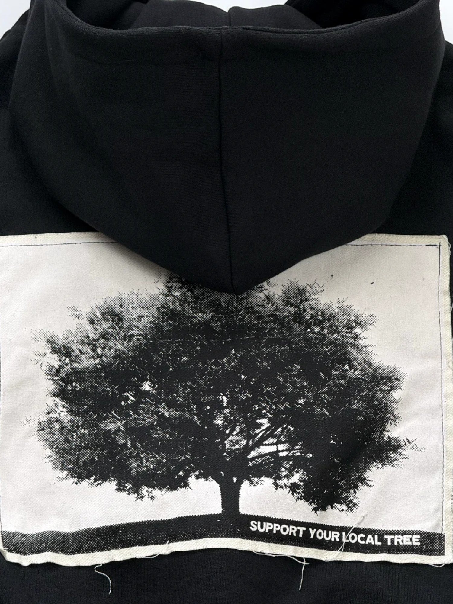 Black 'Support Your Local Tree' Boxy Zip Hoodie