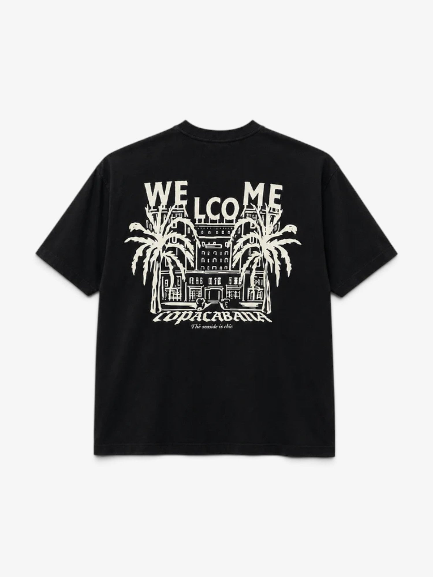Black 'Tropical Resort' Boxy Tee