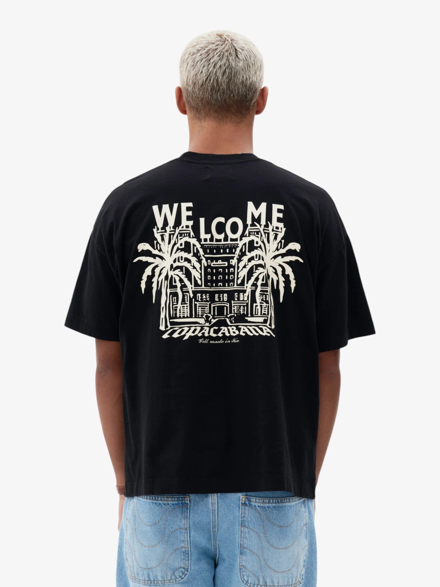 Black 'Tropical Resort' Boxy Tee