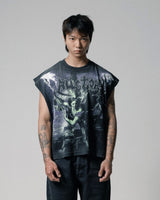Black Washed 'Defeating' Tank Top