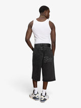 Black 'Whiskers' Denim Shorts