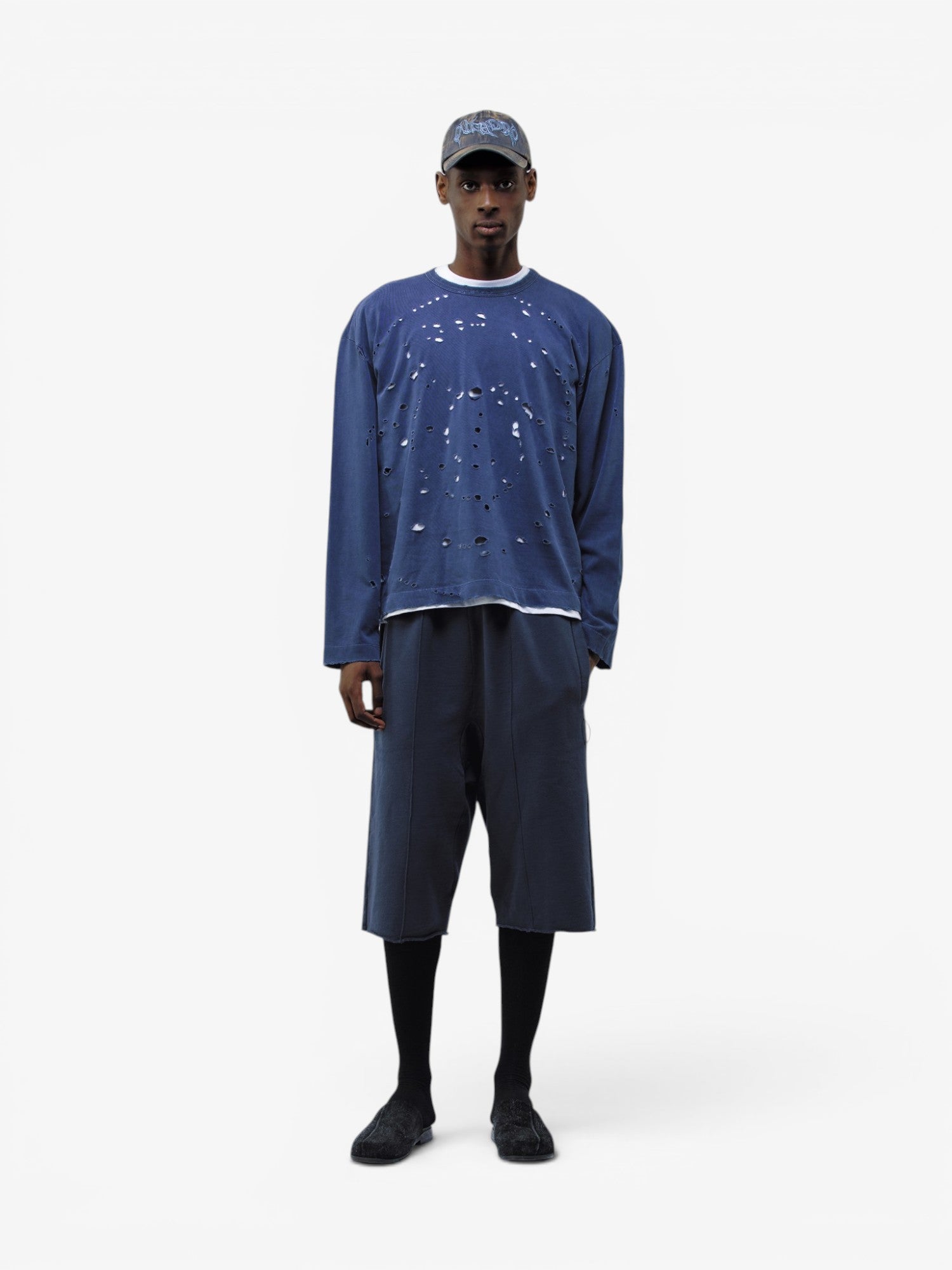 Blue Faded 'Spiral' Longsleeve Boxy Tee