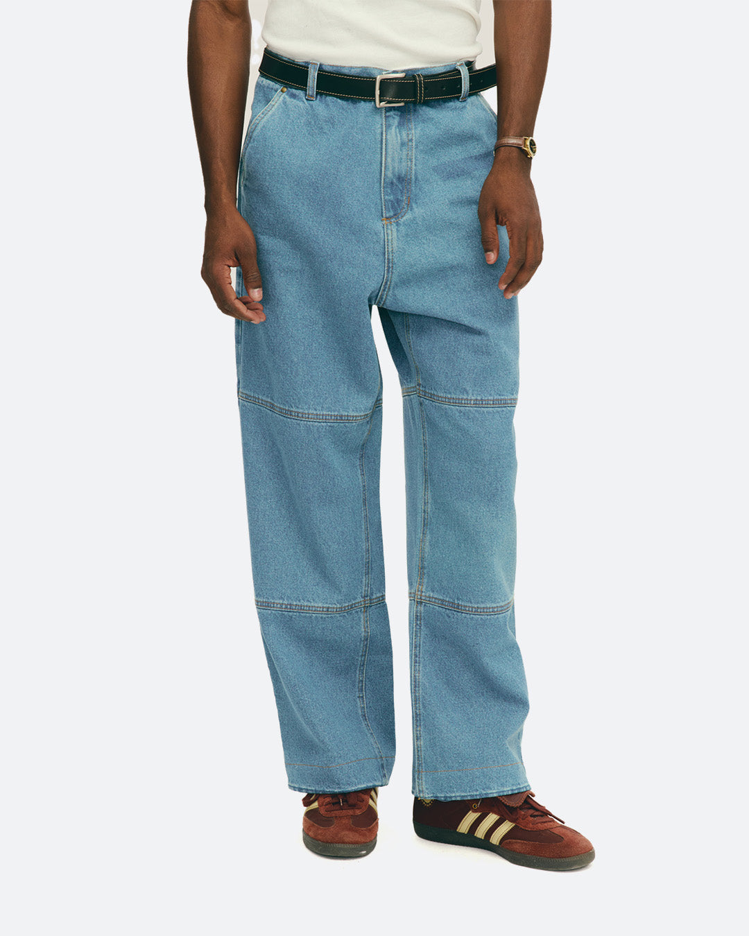 Blue Patchwork Denim Pants