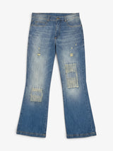 Blue 'Patch Stitch' Bootcut Denim Pants