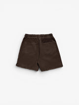 Brown Faded Twill Shorts