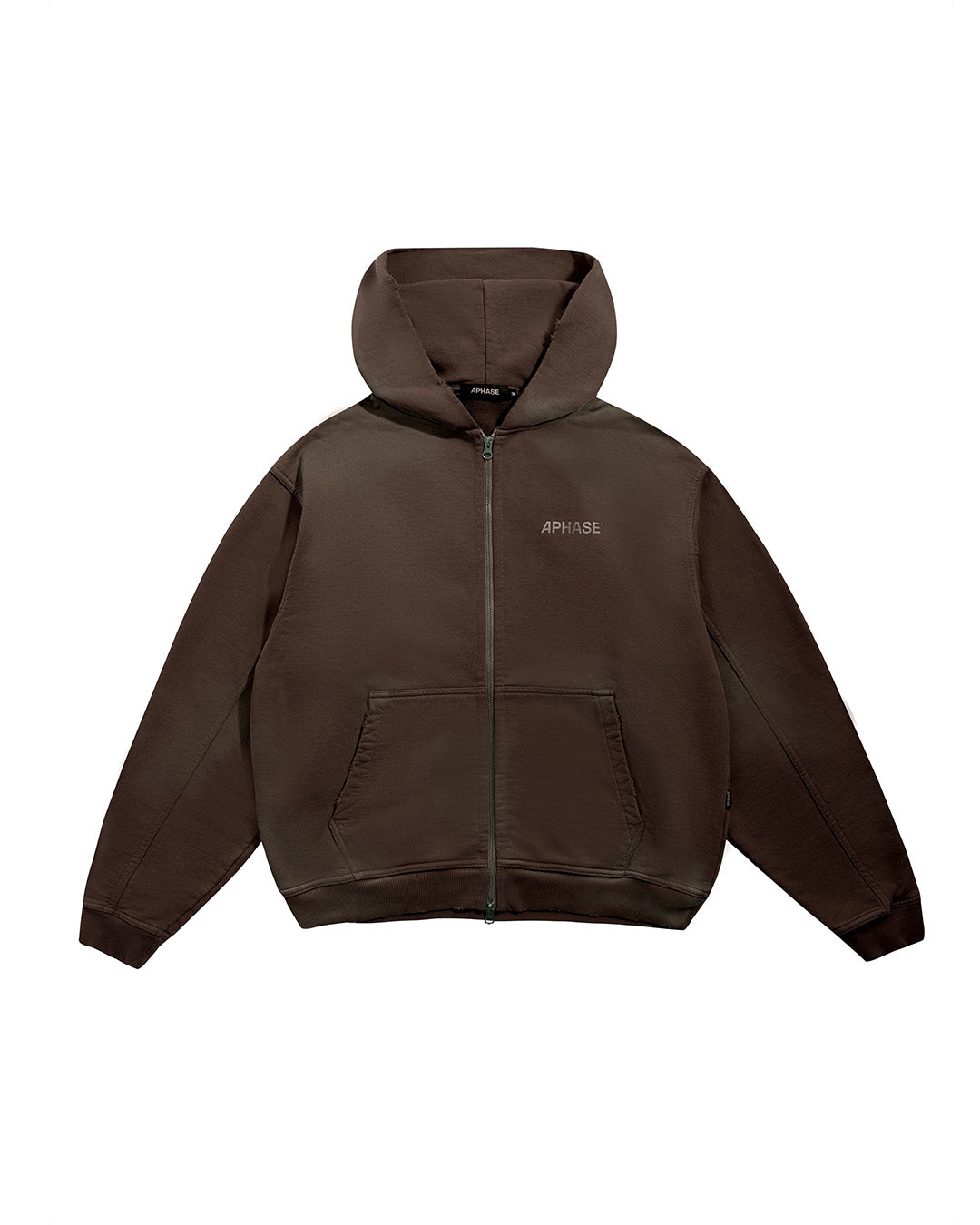 Brown Faded ' Classic' Zip Hoodie