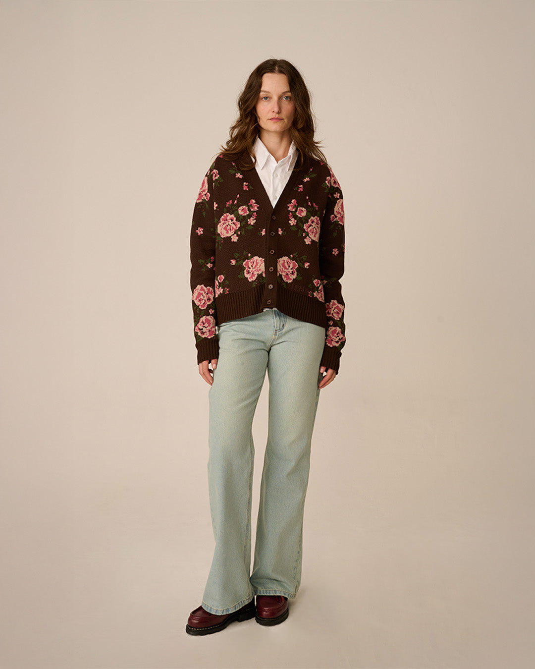Brown Floral Cardigan