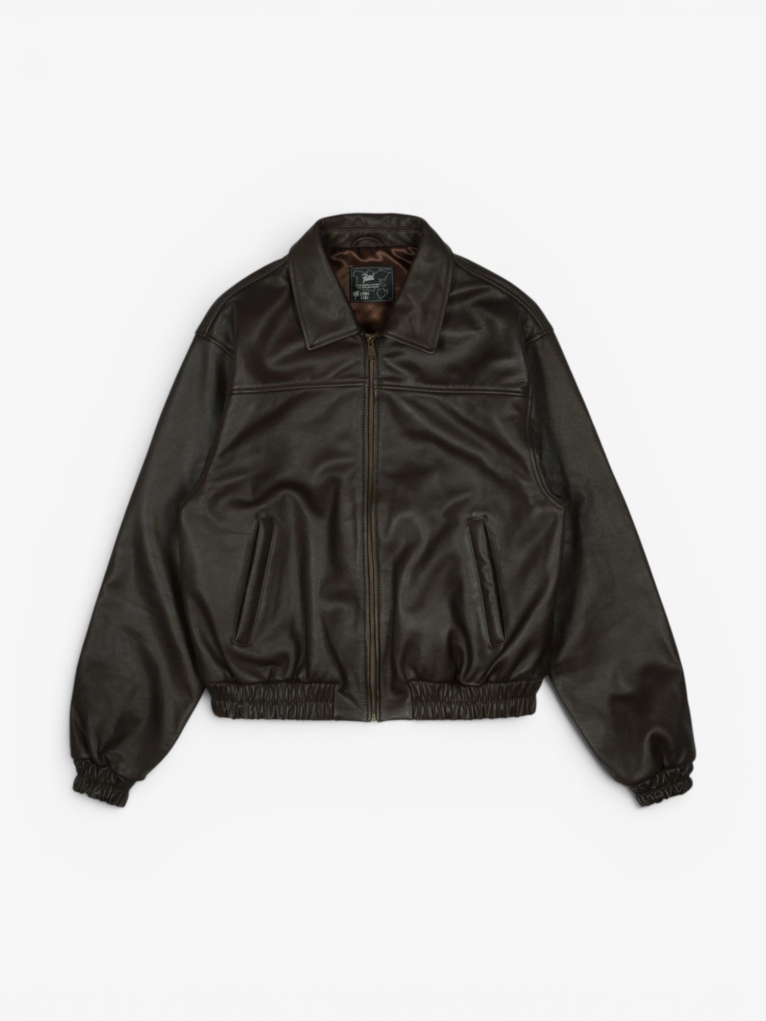 Brown Leather Bomber Jacket