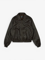 Brown Leather Bomber Jacket