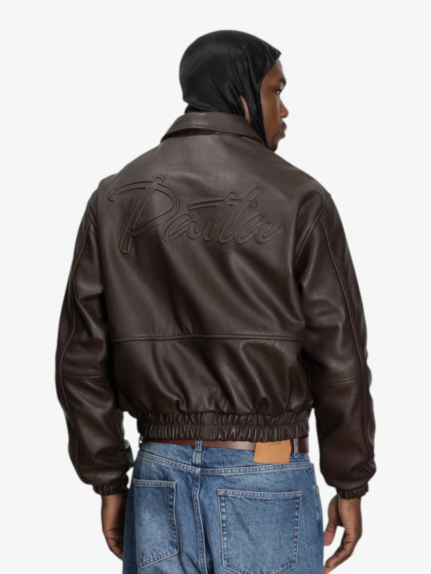 Brown Leather Bomber Jacket