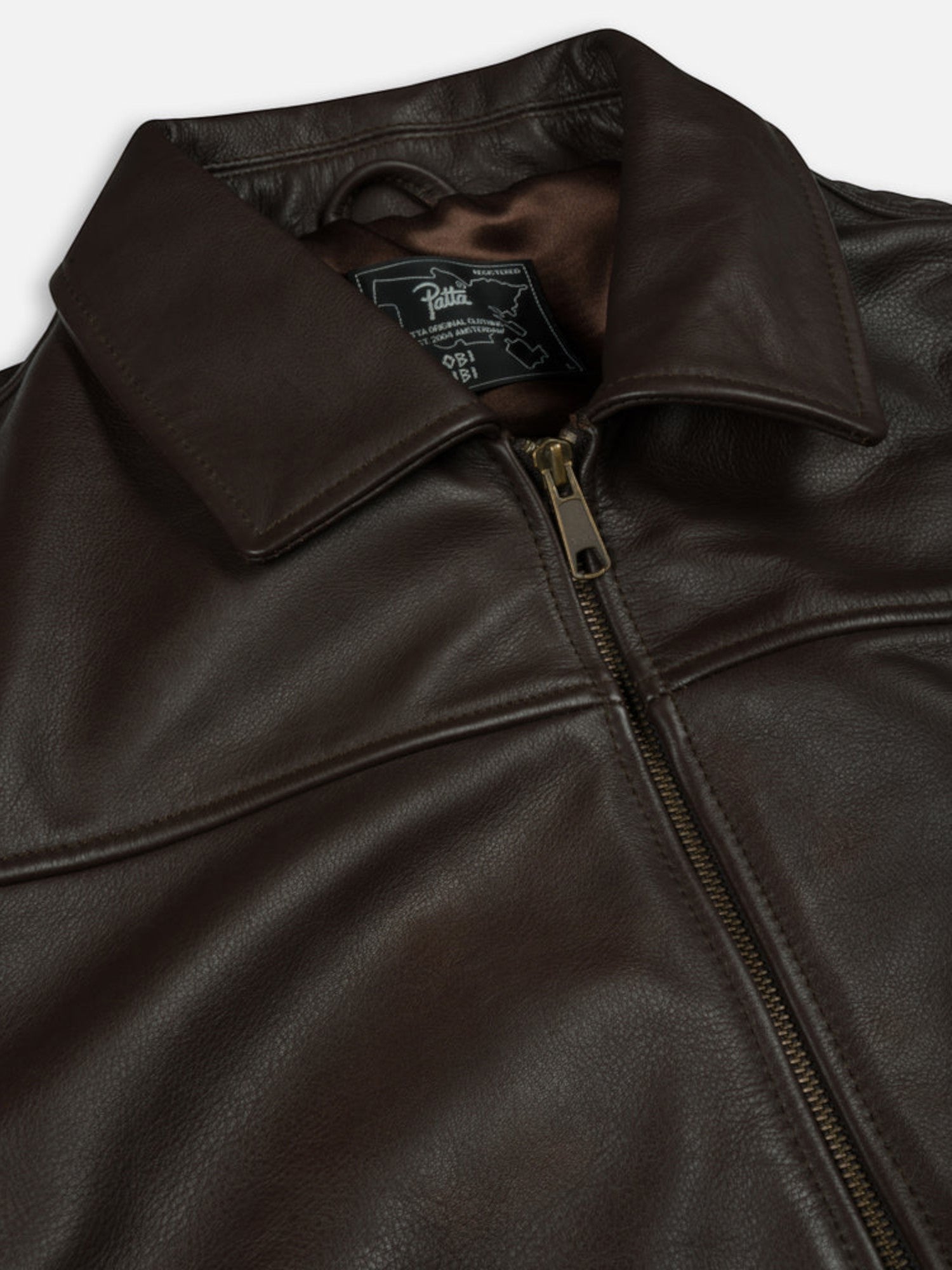 Brown Leather Bomber Jacket