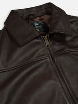 Brown Leather Bomber Jacket
