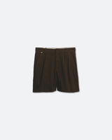 Brown Pleated Tailored Shorts