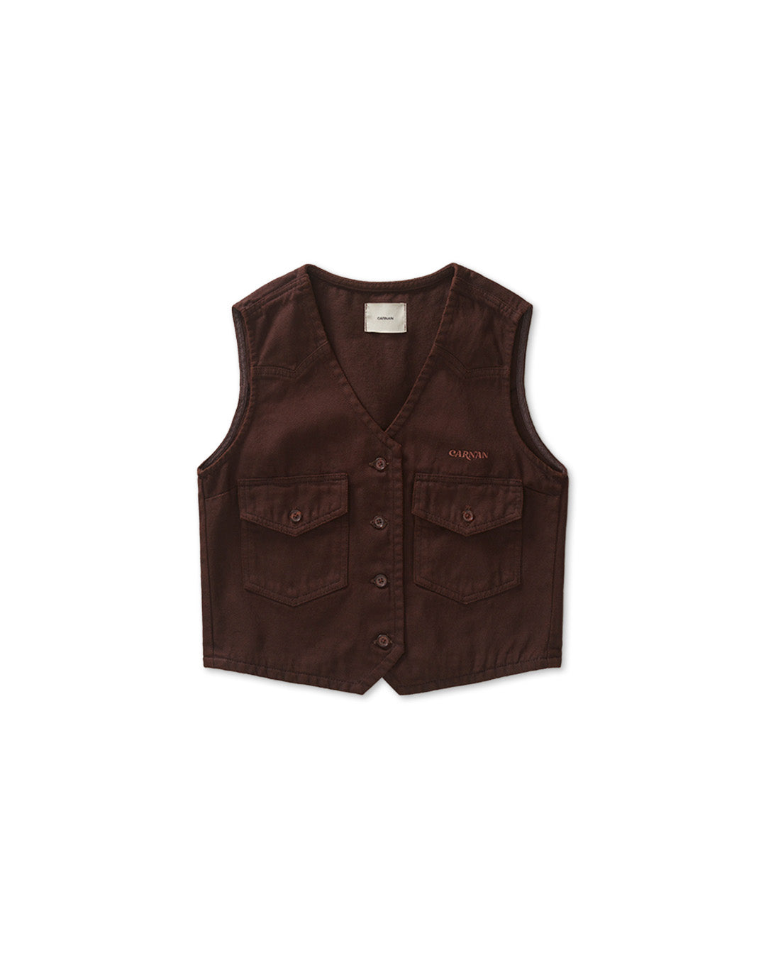 Brown Washed Twill Vest