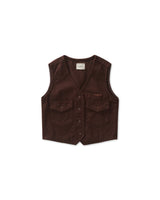 Brown Washed Twill Vest