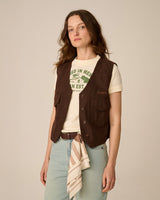 Brown Washed Twill Vest