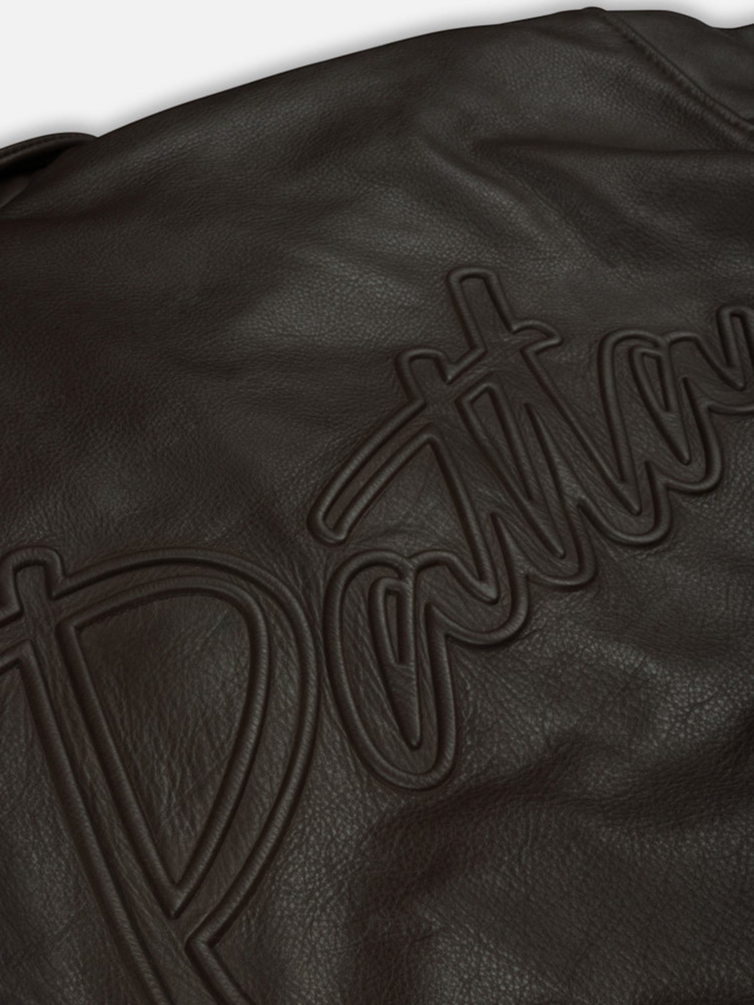 Brown Leather Bomber Jacket