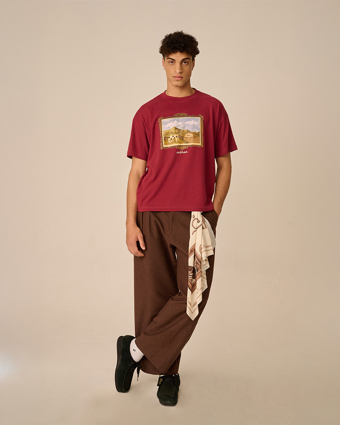 Burgundy 'Ranch Painting' Tee