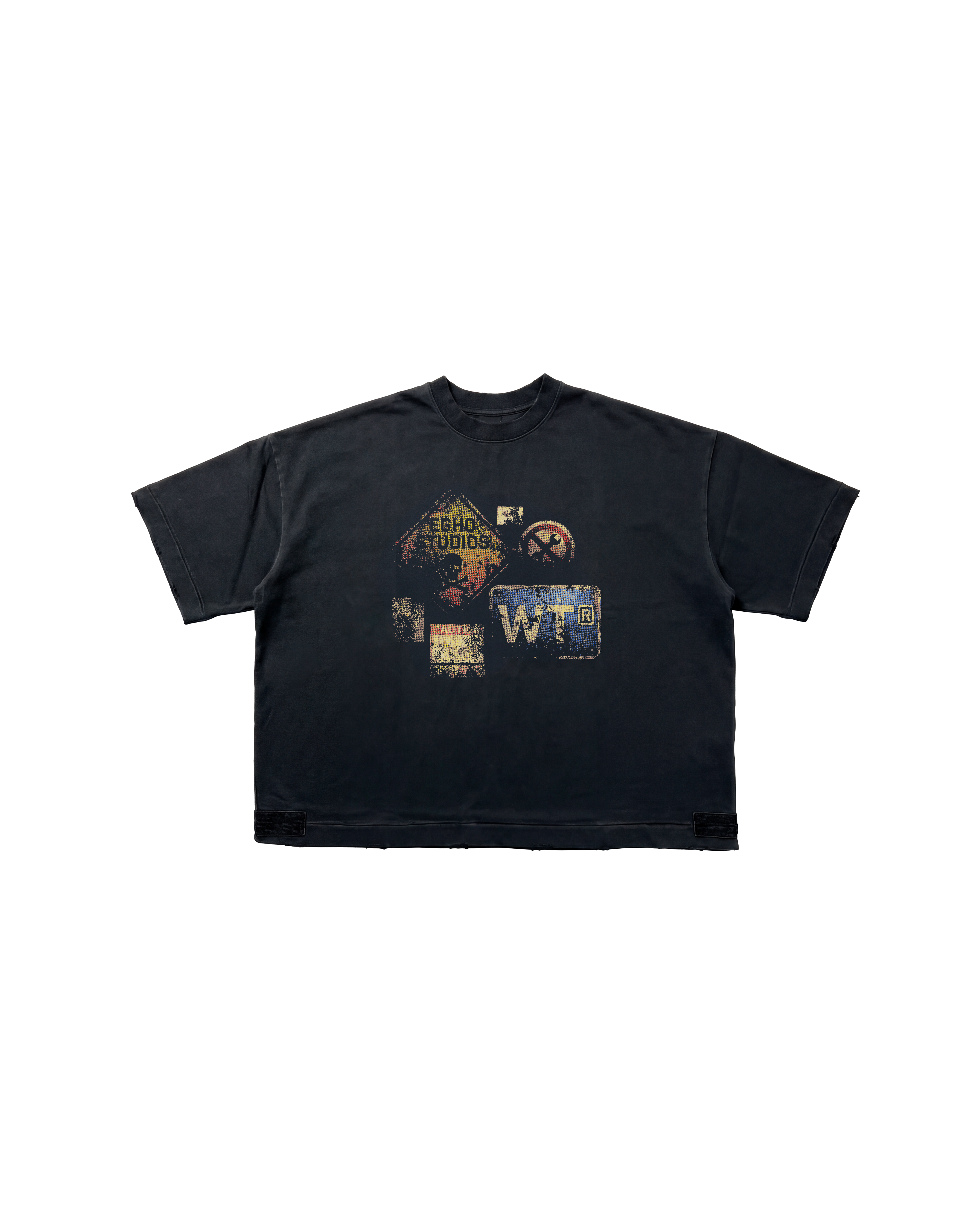 Black 'Rusty Signs' Boxy Tee X EGHO STUDIOS