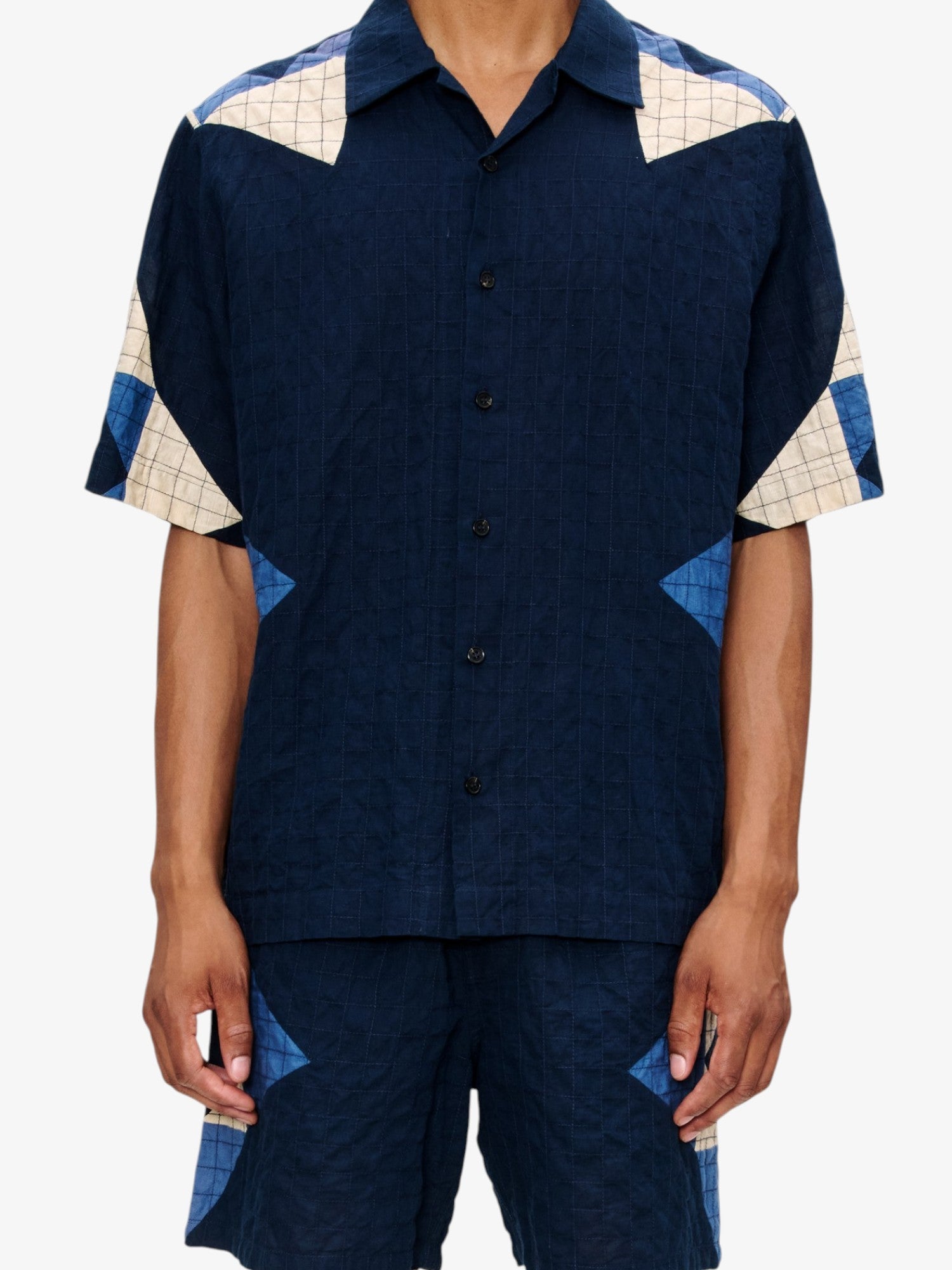 Navy 'Patchwork' Shirt