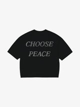 Black 'Peace' Oversized Boxy Tee