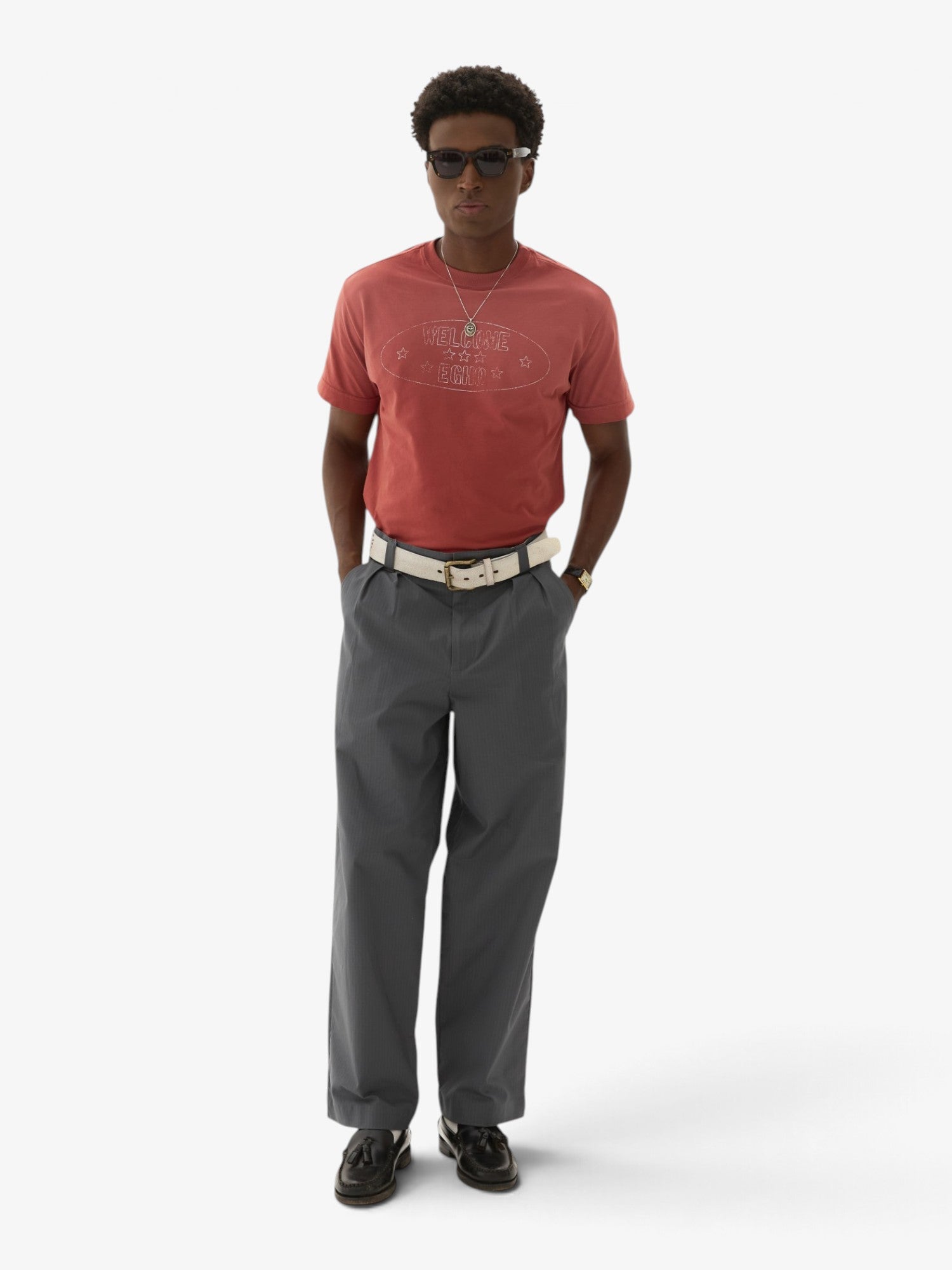 Grey Double-Pleated Ripstop Pants X WELCOME