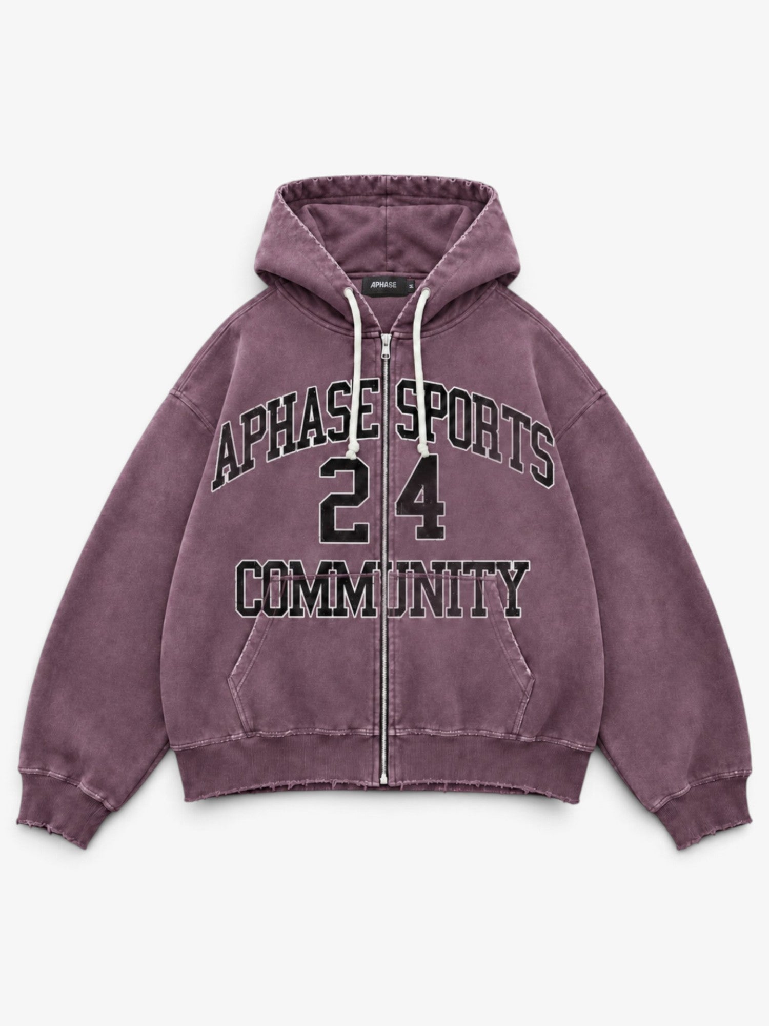 Washed Wine 'College' Zip Hoodie