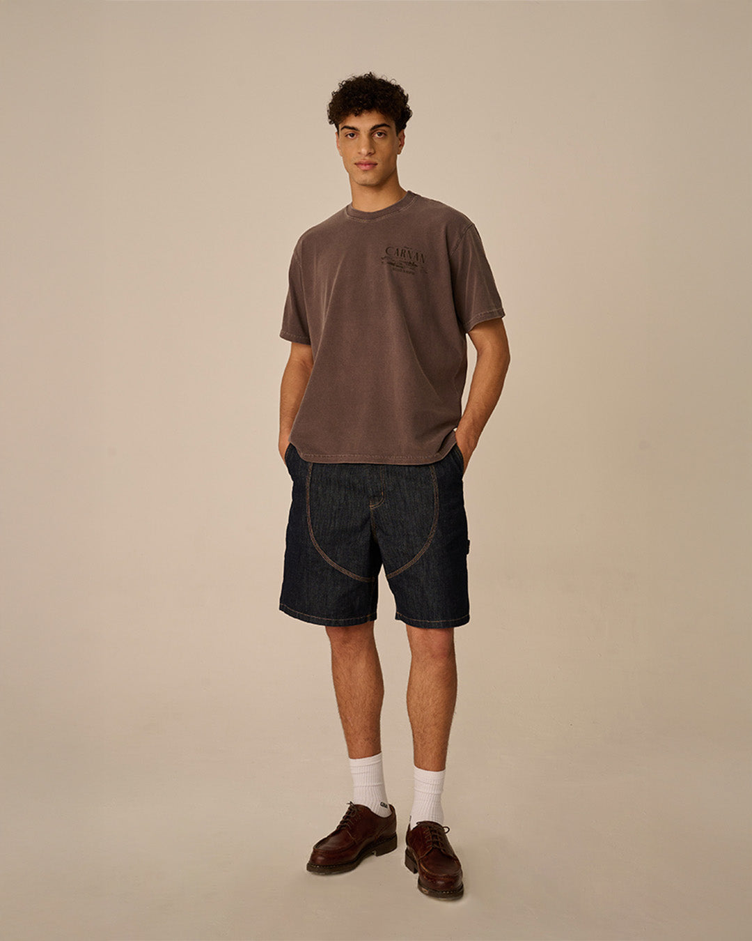 Double Knee Raw Denim Shorts