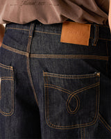 Double Knee Raw Denim Shorts