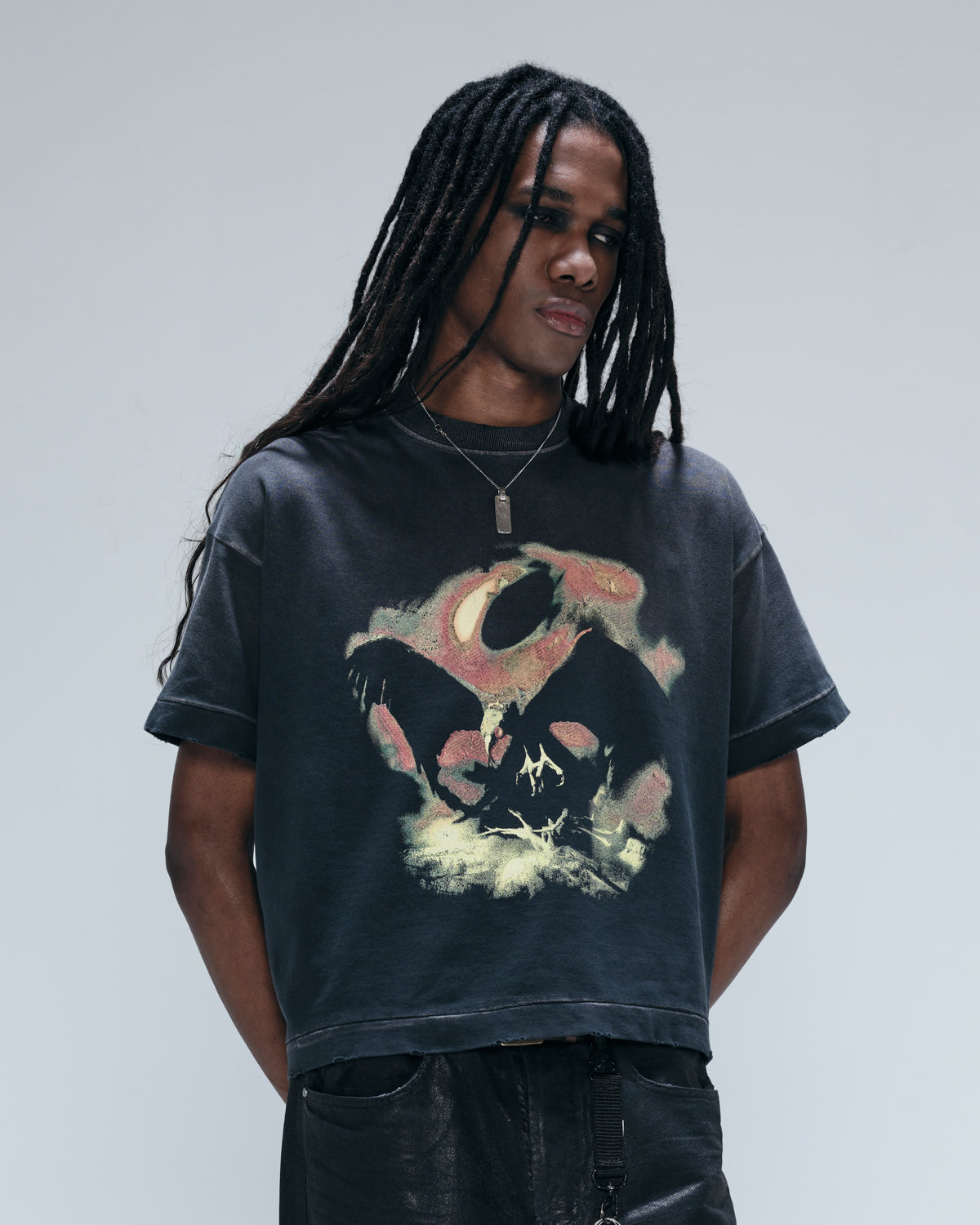 Black Washed 'Deathbird' Boxy Tee