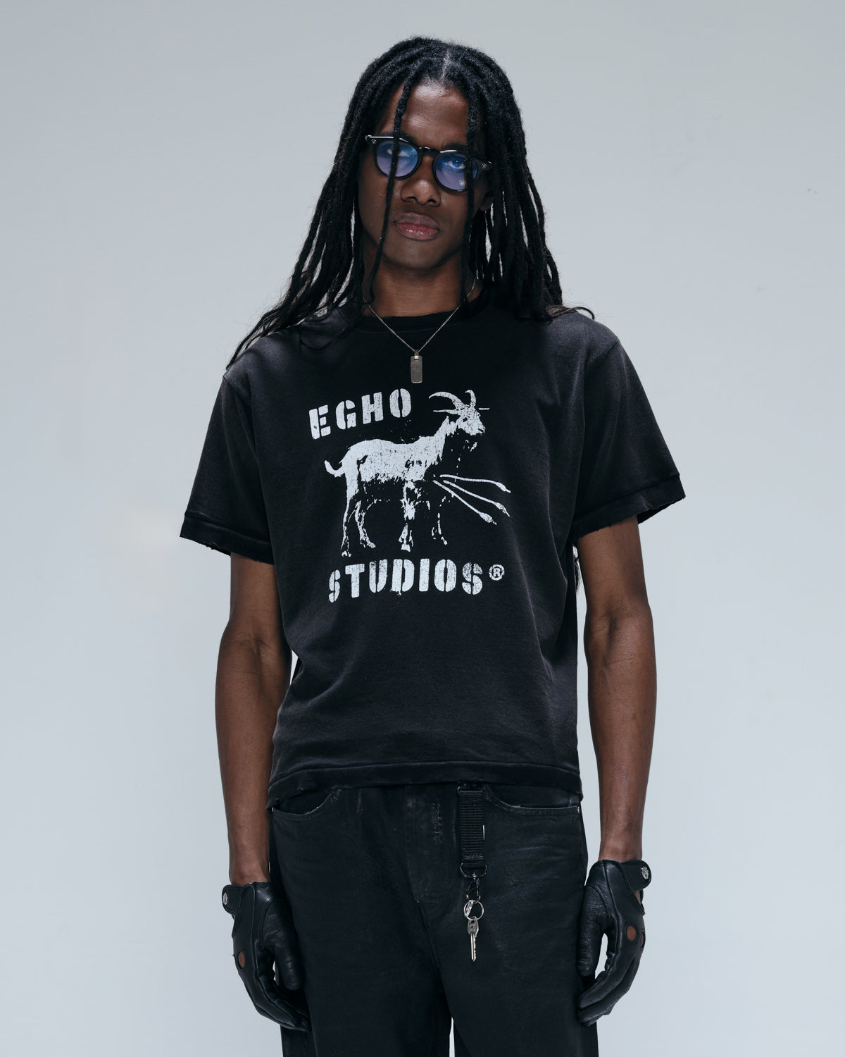Black Washed 'Goat' Regular Gaze Tee