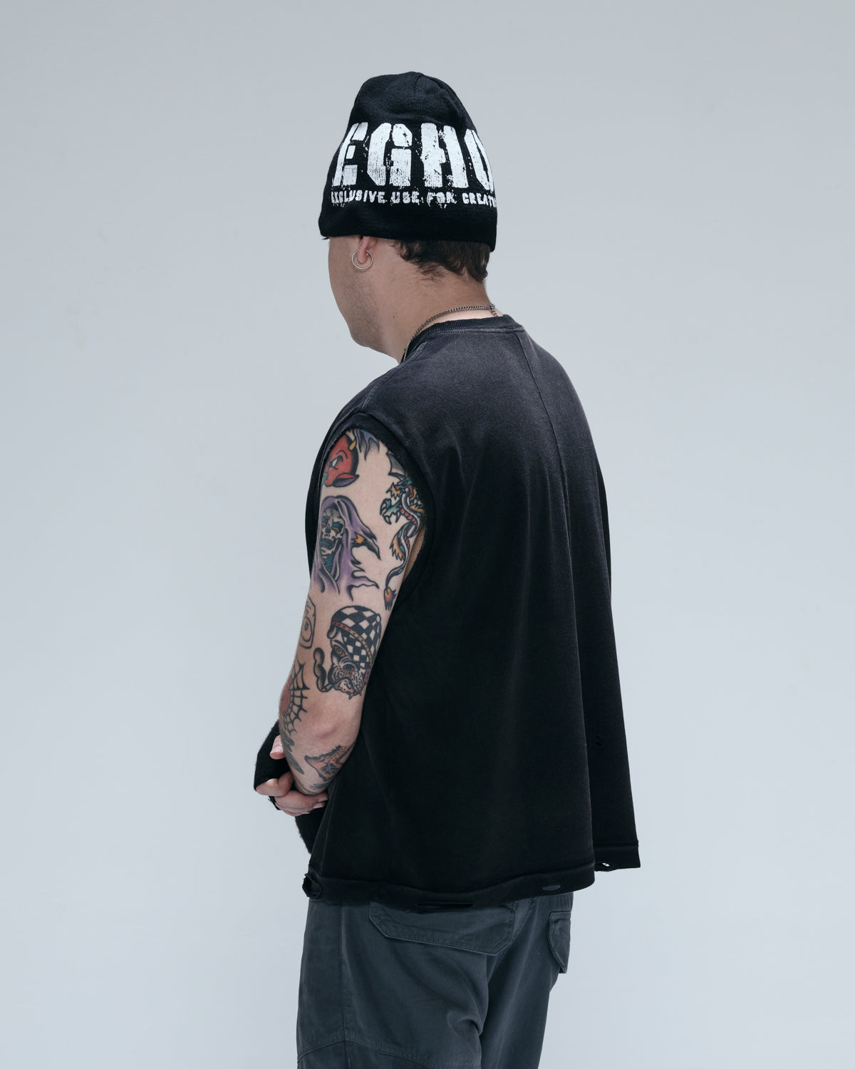 Black Washed 'Trashed' Tank Top