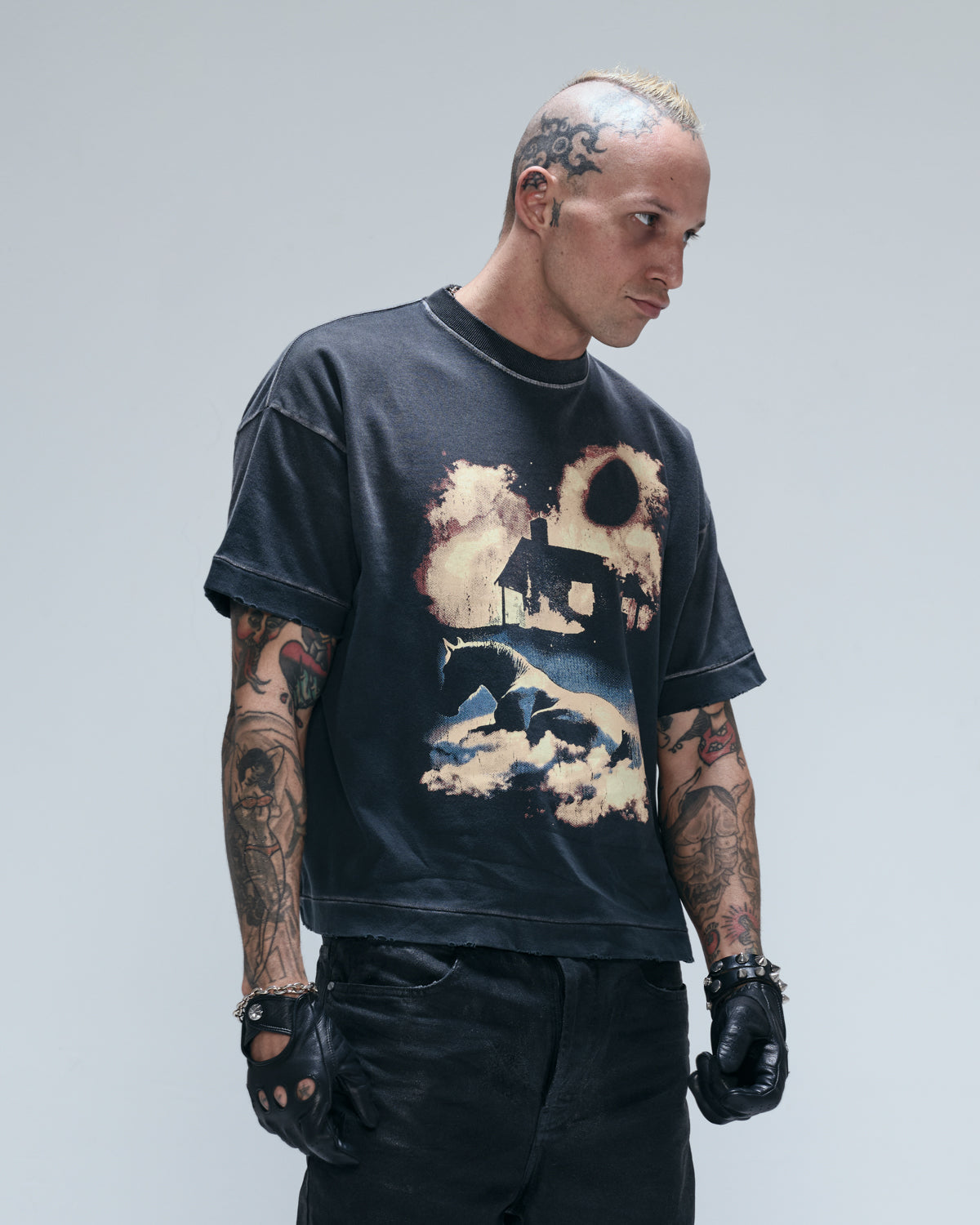 Black Washed 'Wild Horse Prophecy' Boxy Tee