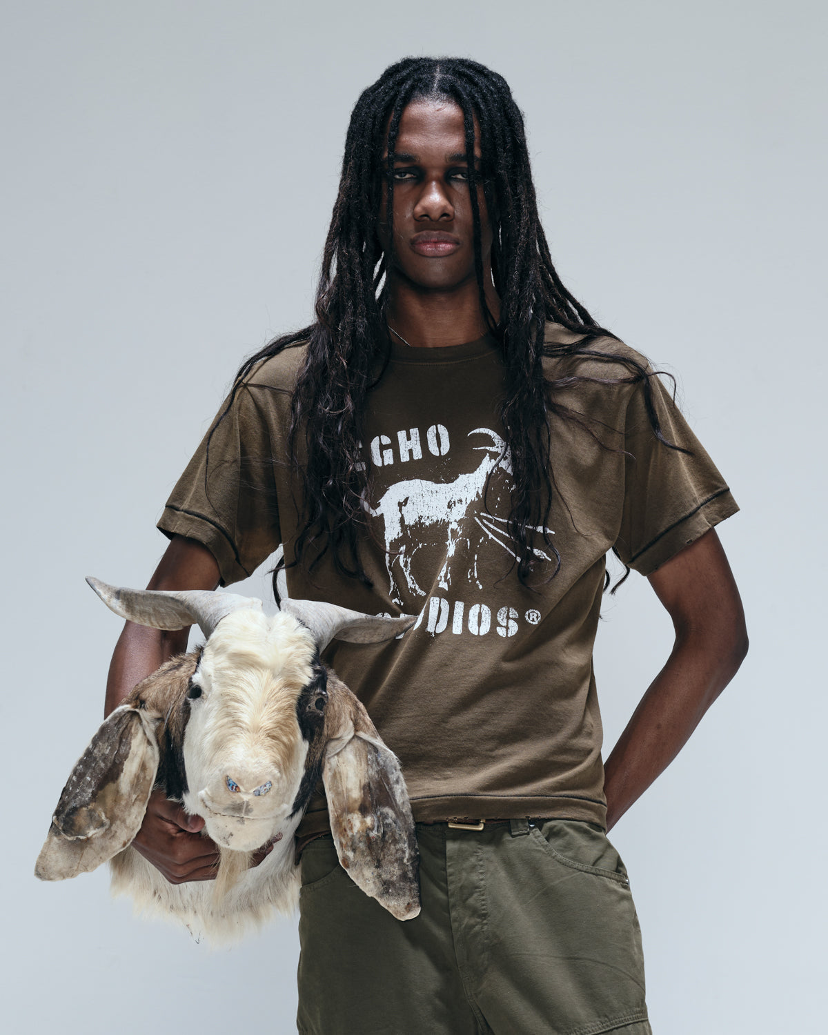 Olive 'Goat' Regular Gaze Tee