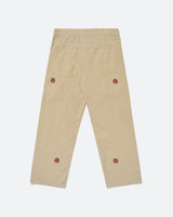 Beige Embroided Twill Pants