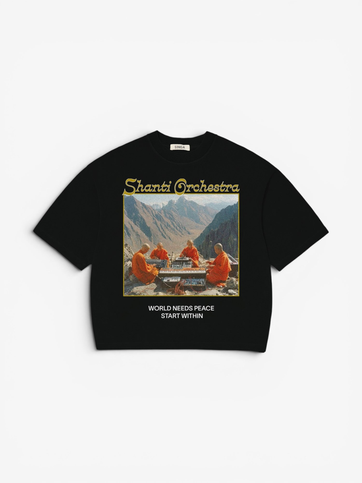 Black 'Shanti Orchestra' Oversized Boxy Tee