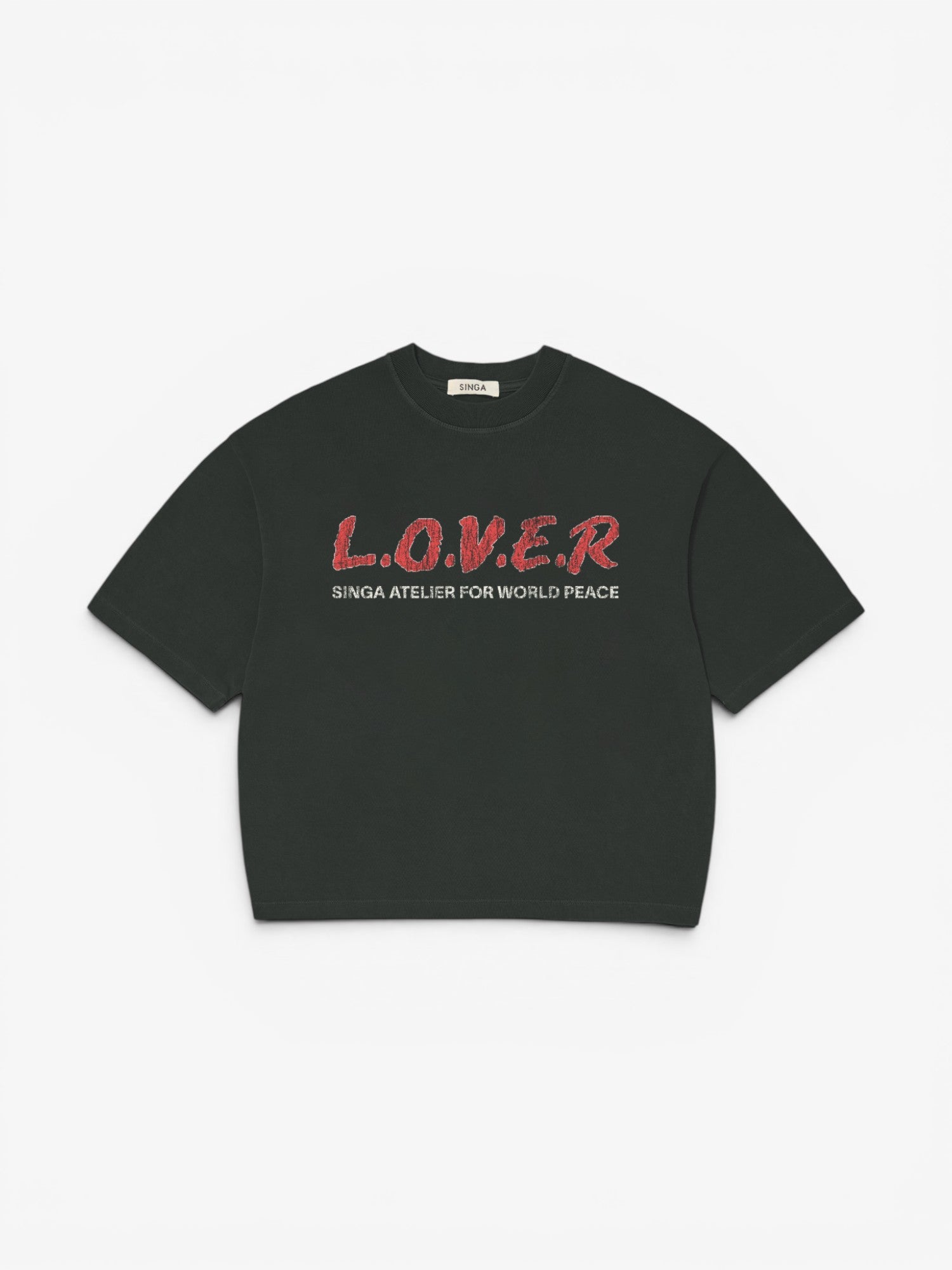 Black 'Over Love Not War' Oversized Boxy Tee
