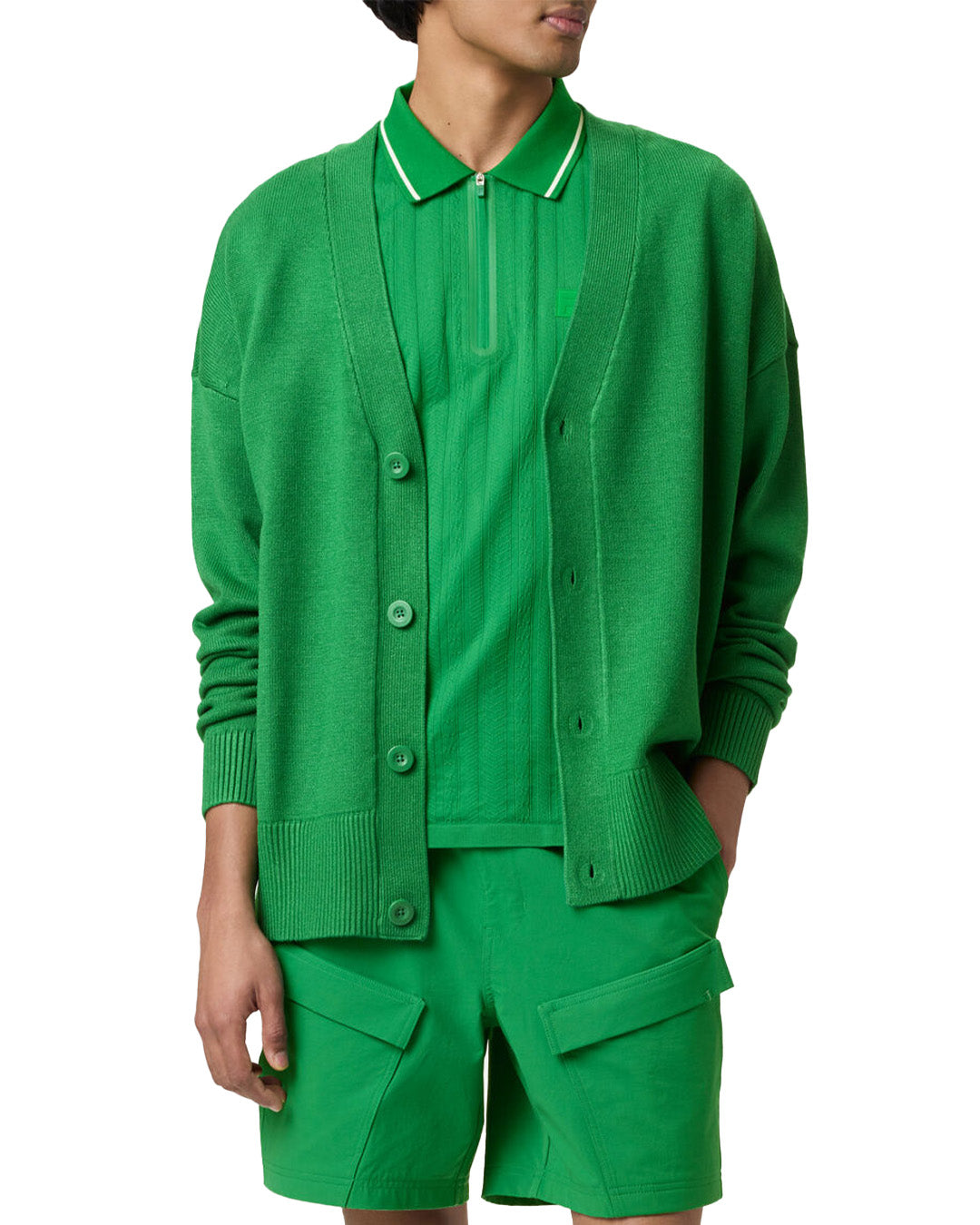 Green Baseline Cardigan