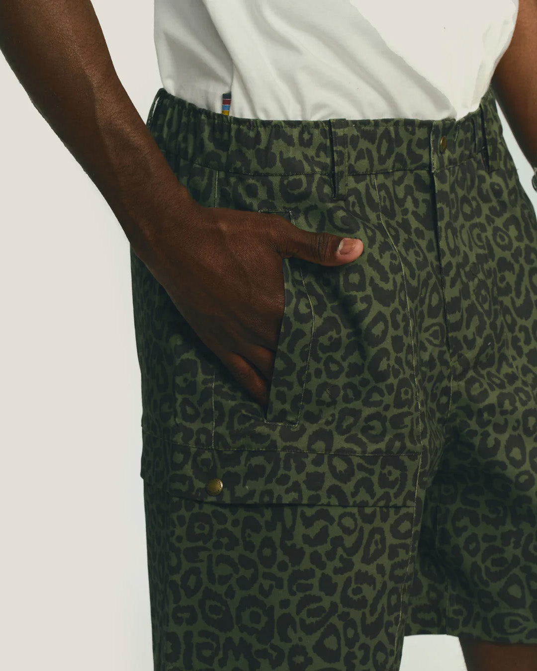 Green Leopard 'Big Pockets' Cargo Shorts