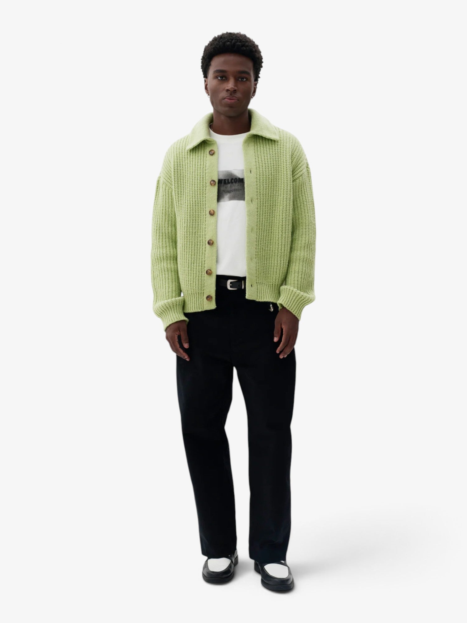 Green Pom Knit Cardigan