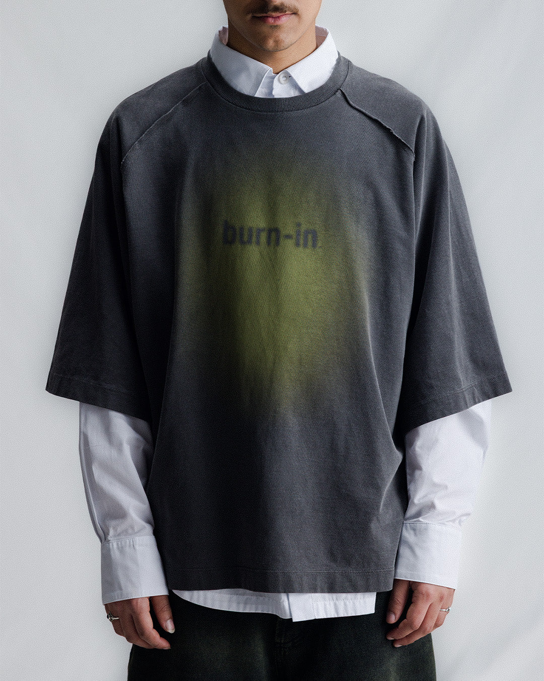 Green Washed 'Burni-in' Raglan Oversized Tee