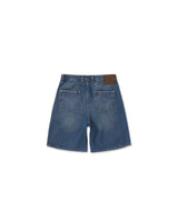 Green Used Denim Straight Shorts