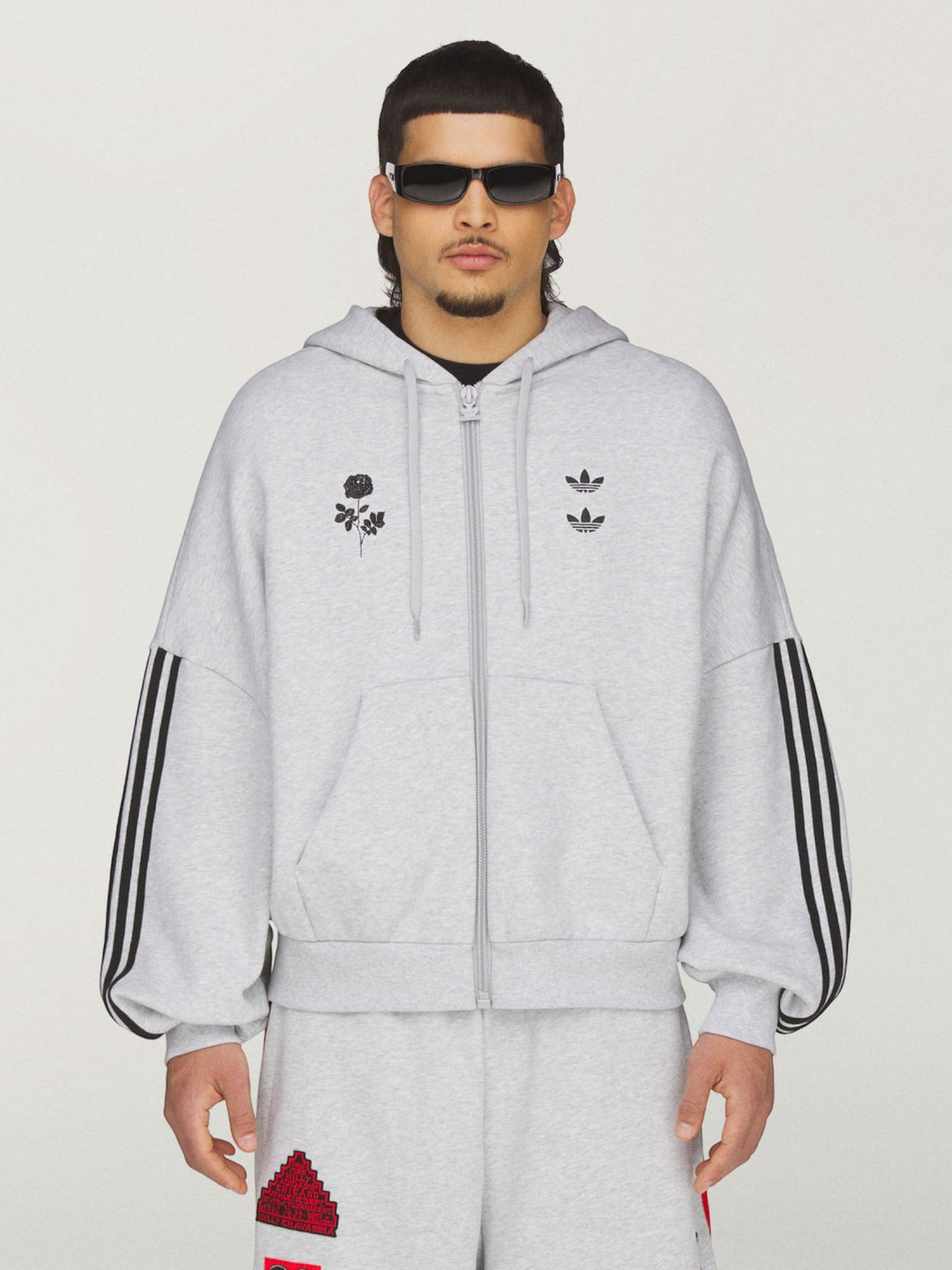 Grey Full Zip Logo Hoodie X WILLY CHAVARRIA