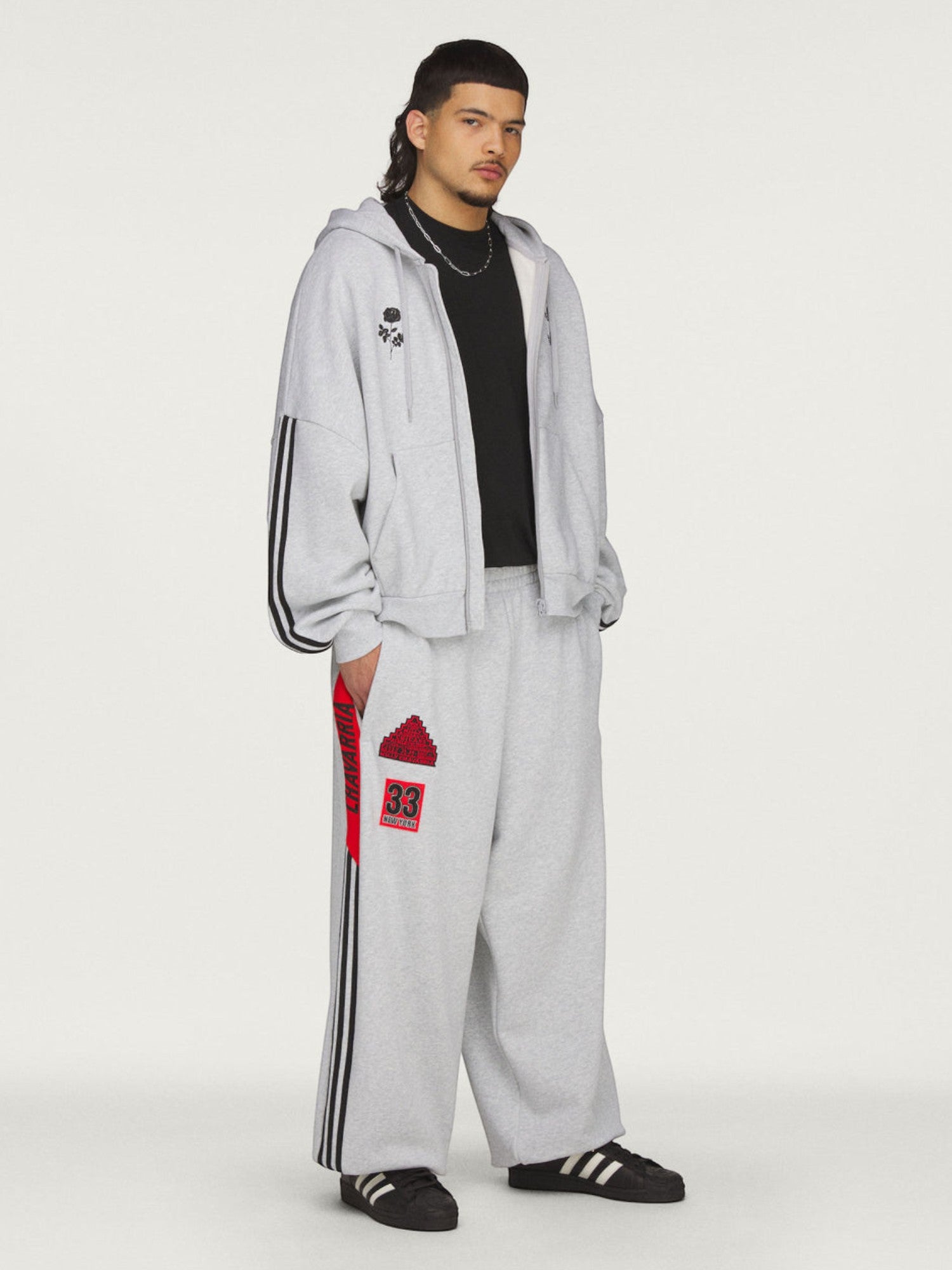 Grey Full Zip Logo Hoodie X WILLY CHAVARRIA