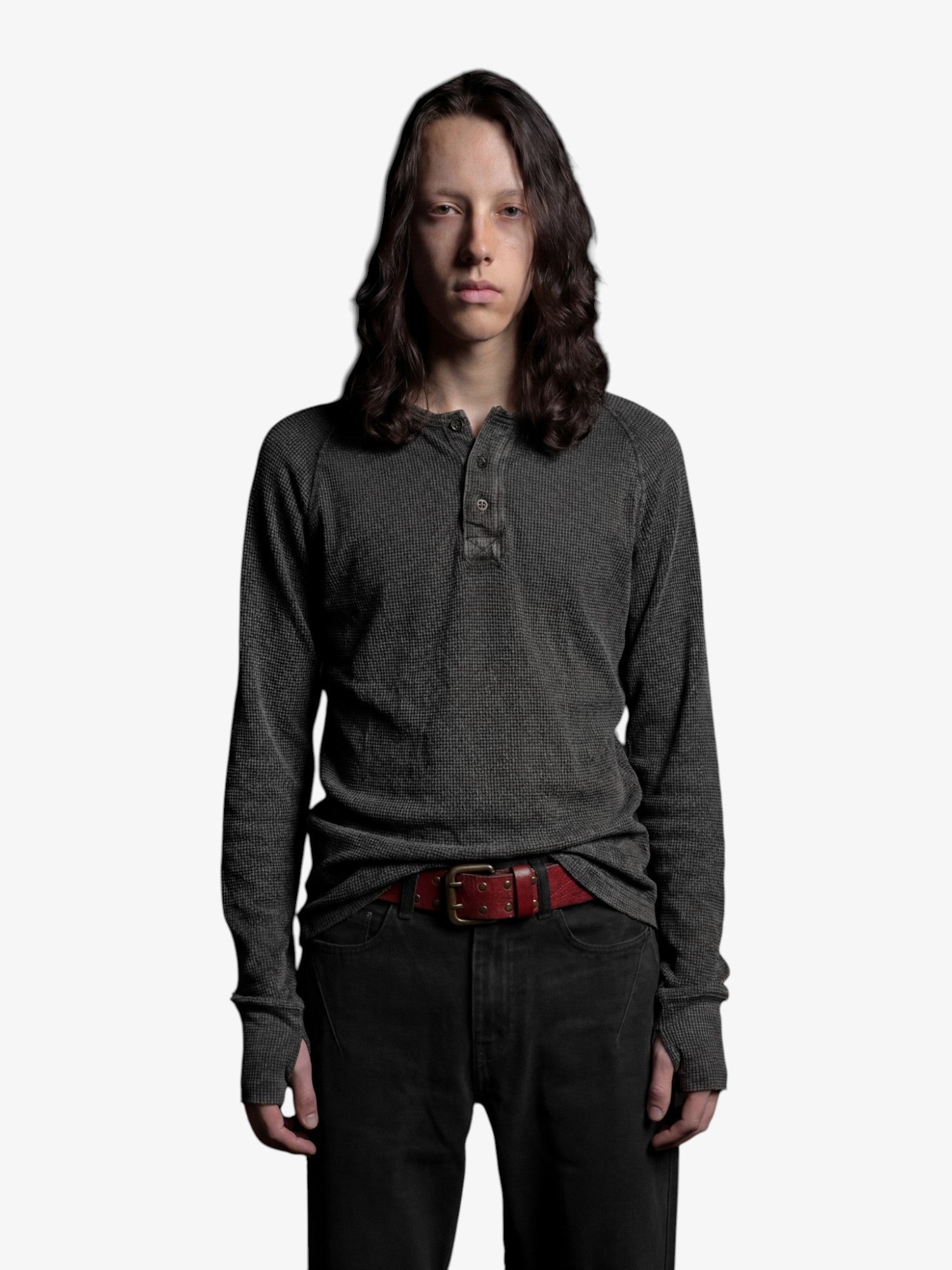 Grey Henley Longsleeve Tee