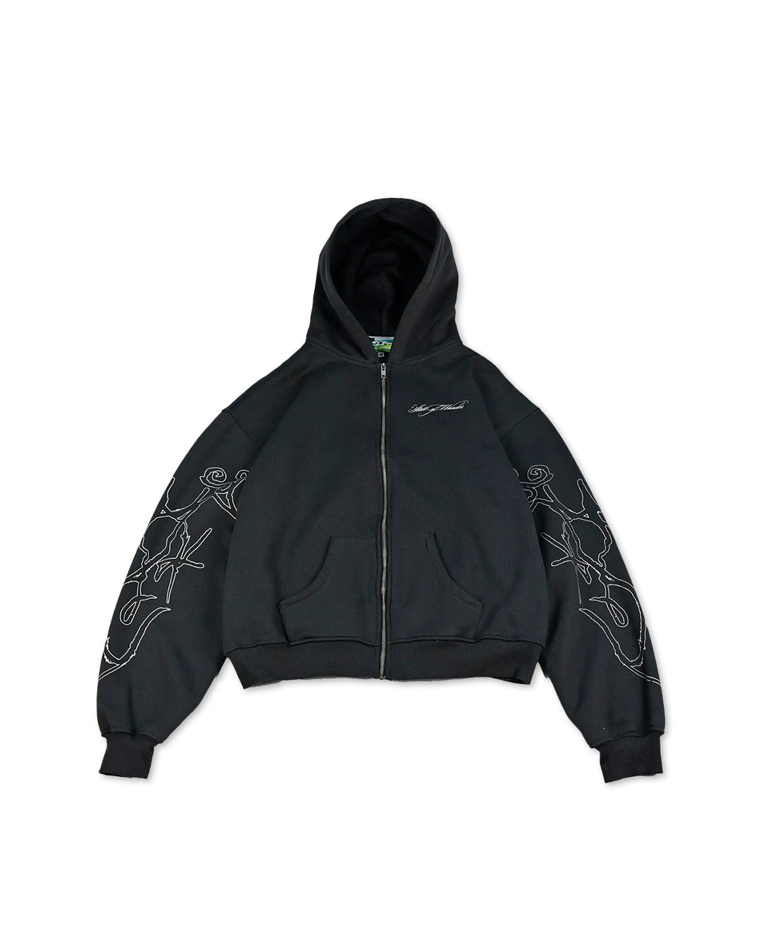 Grey 'Glyph' Boxy Zip-Up Hoodie