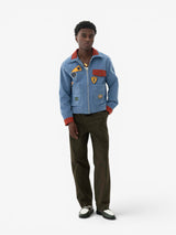 Blue 'Patches' College Velvet Jacket